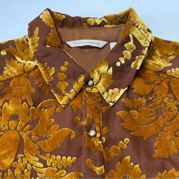 Soft Surroundings Button Down Floral Semi Sheer Blouse Women's Size XS - Picture 2 of 16